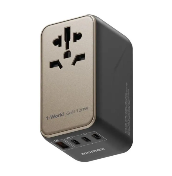 Momax 1-World 120W GaN Universal 4-Ports Travel Charger with 100W USB-C to USB-C Cable