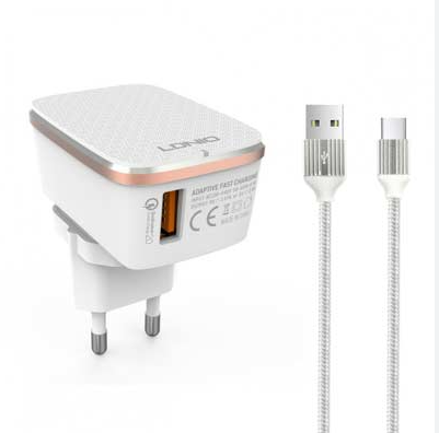 LDNIO A1204Q Quick Charge 3.0 Travel Charger with USB Type-C Cable