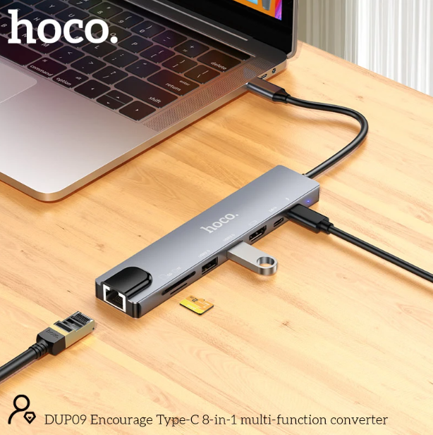 Hoco DUP09 8-in-1 Docking Hub Converter Adapter