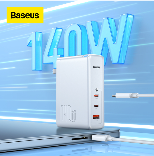 Baseus 140W GaN5 Pro Super Fast Charger PD3.1 QC4.0 with 3 Output for Apple iPhone, iPad, Samsung Galaxy, Tablets, Oppo, Huawei, Xiaomi, Asus ROG - White Details