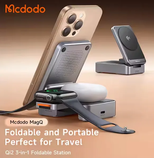 Mcdodo MagQ Qi2 Foldable Desktop 15W Magnetic Wireless Charger Station