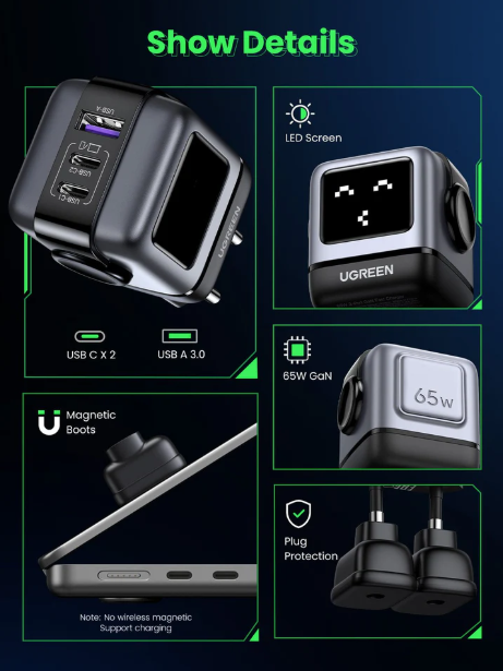 Ugreen UNO QPai 65W Robot GaN Charger