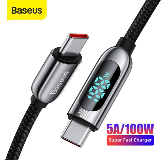 Baseus Display Fast Charging Data Cable Type-C to Type-C 100W 1m Black CATSK-B01