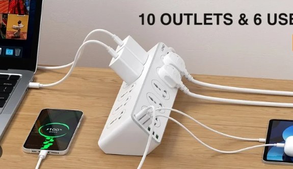 LDNIO SC10610 30W 6-Port USB Charger with 10 AC Sockets Power Strip