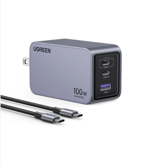 UGREEN Nexode Pro 100W 3-Port GaN Compact Fast PPS Wall Charger with USB-C to USB-C Cable -(X757) 4,400৳