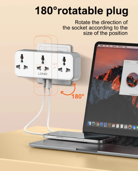 LDNIO SC3317 3 AC Outlets Portable Extension Power Socket