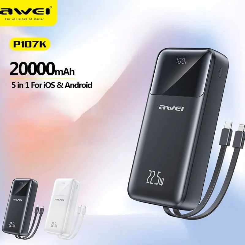 Awei P107K 20000mah 22.5W Fast Charging Digital Display Power Bank