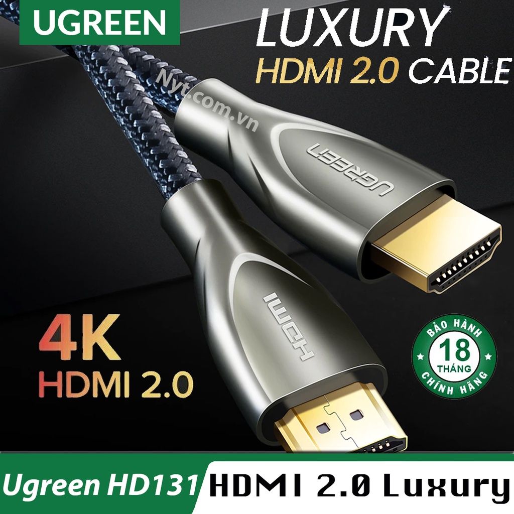 Ugreen 1.5m HDMI 2.0 Male to Male Carbon Fiber Zinc Alloy Cable Braided with chipset (50107)
